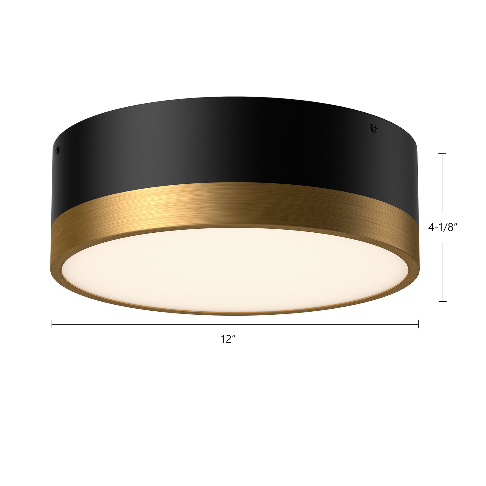 Brisbane 12-in Aged Gold/Matte Black 2 Lights Flush Mount