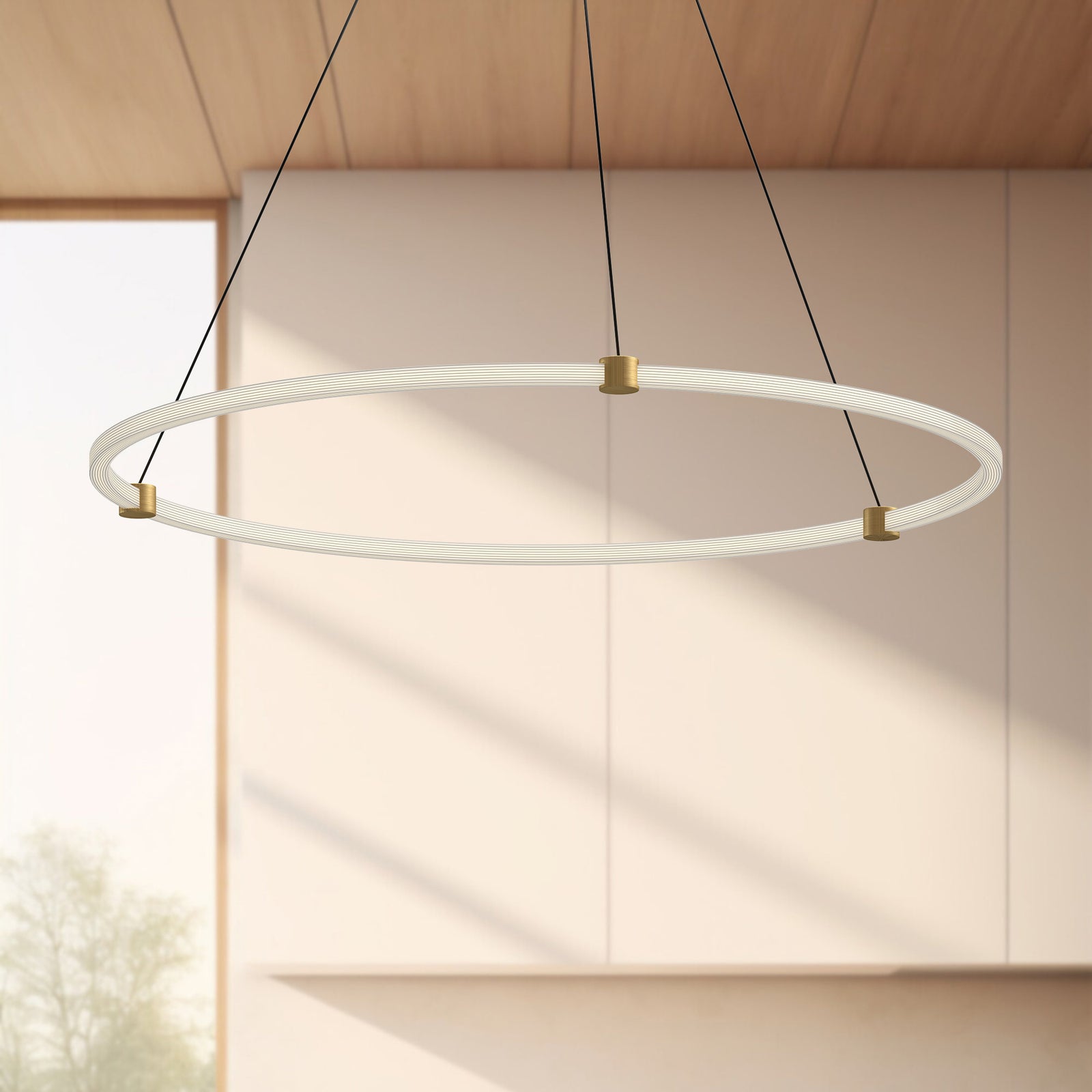 Bruni 40-in Brushed Gold LED Pendant