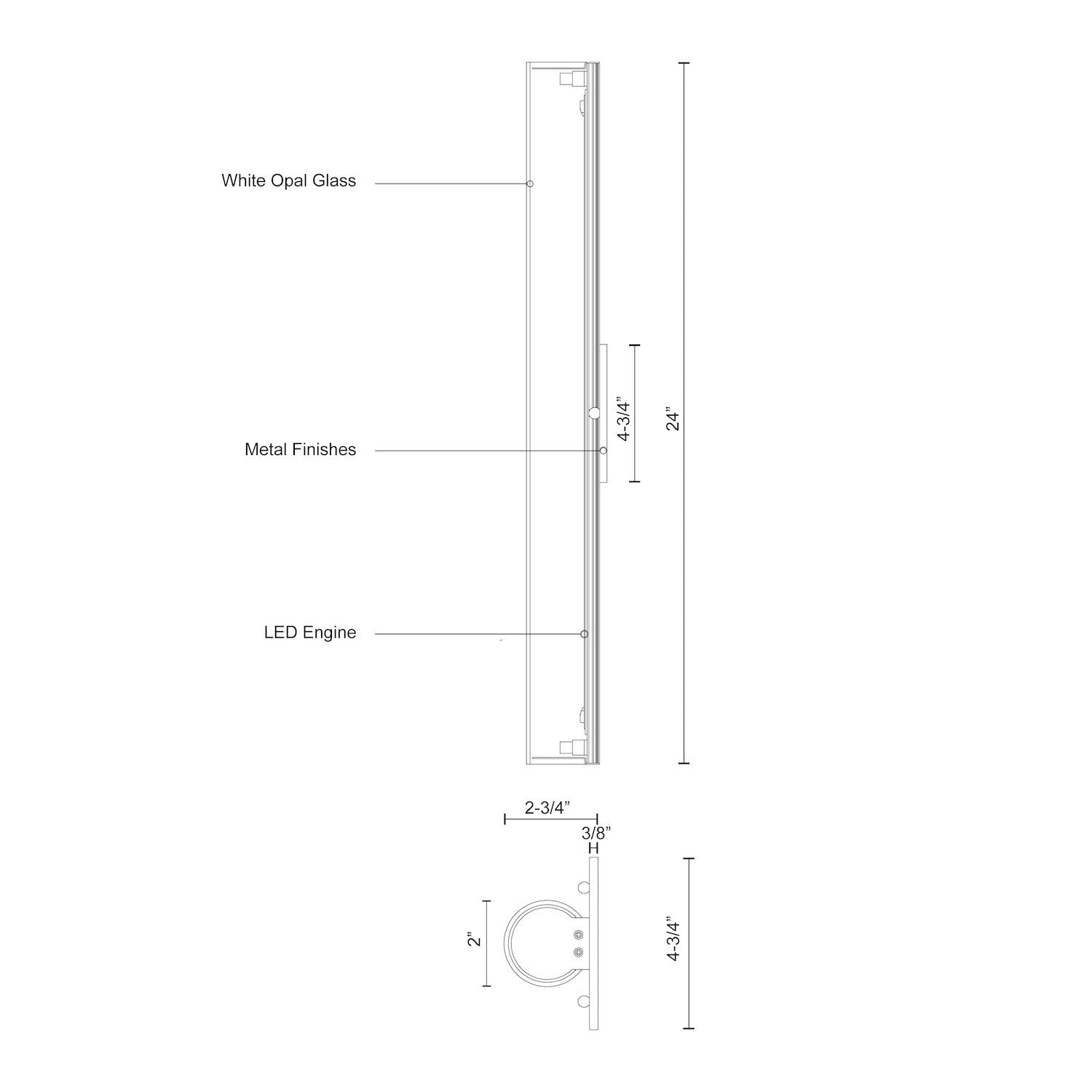 Bute 24-in Black LED Wall Sconce
