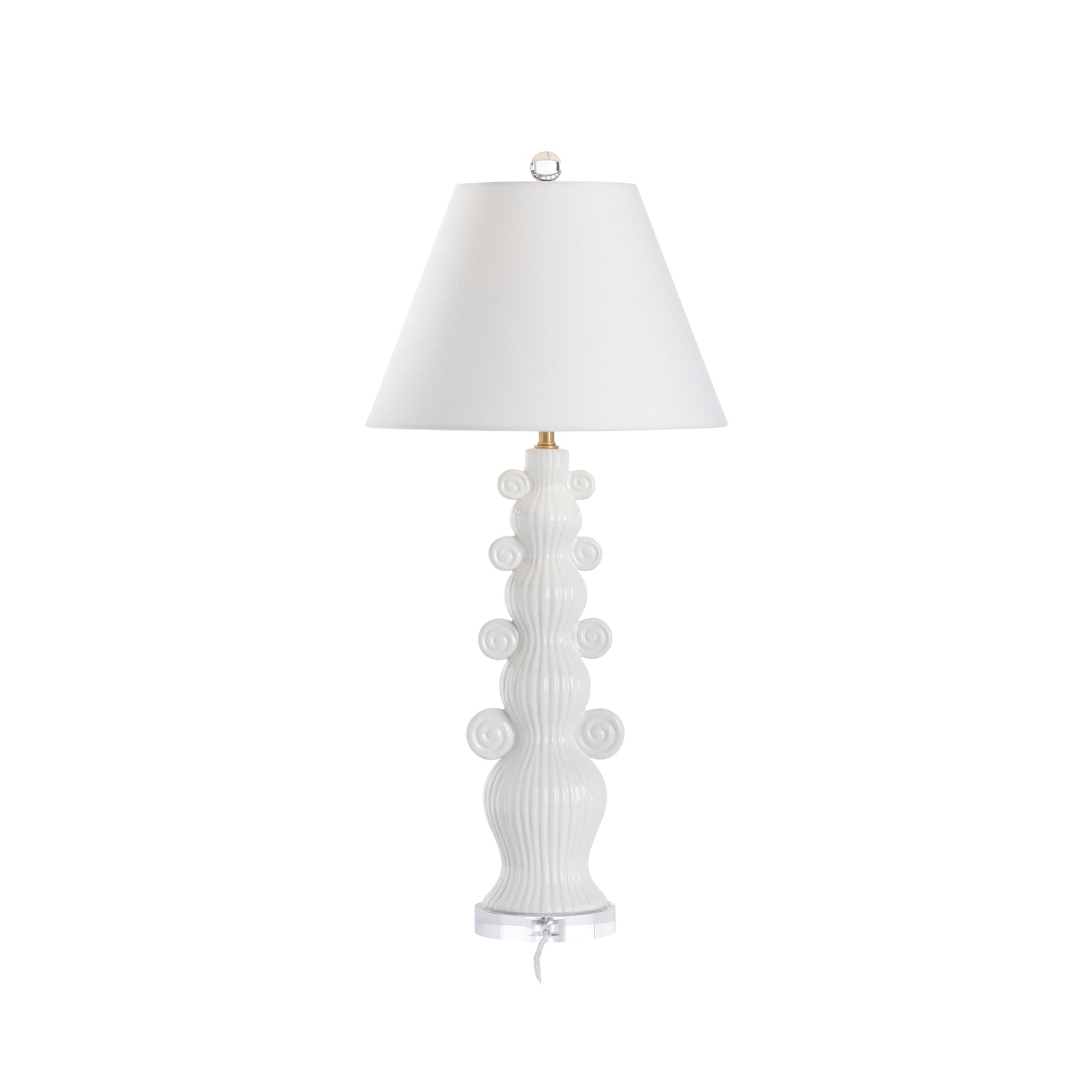 Swirl Handle Lamp - White