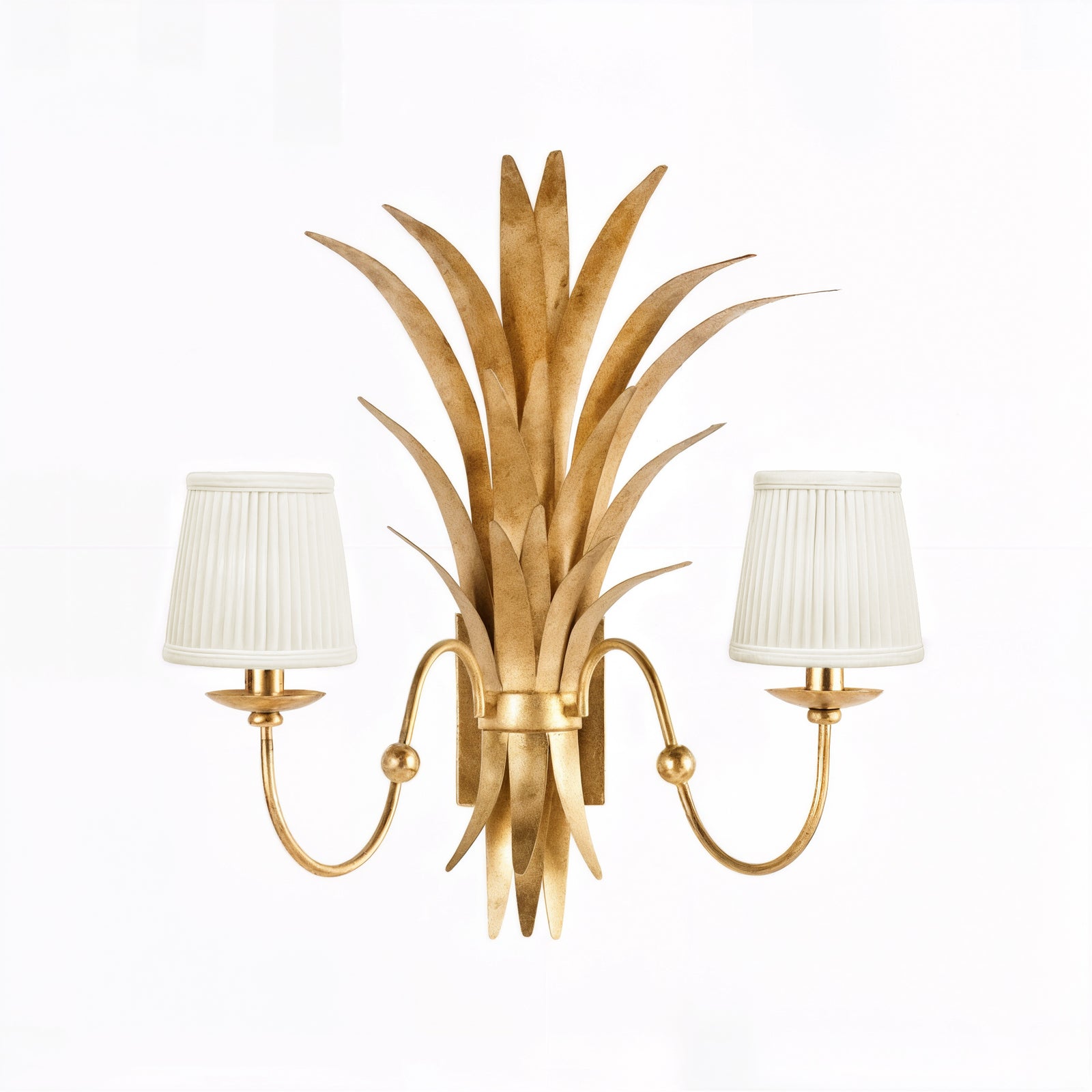 Wheat Sconce - Gold Electrified w/ Shades