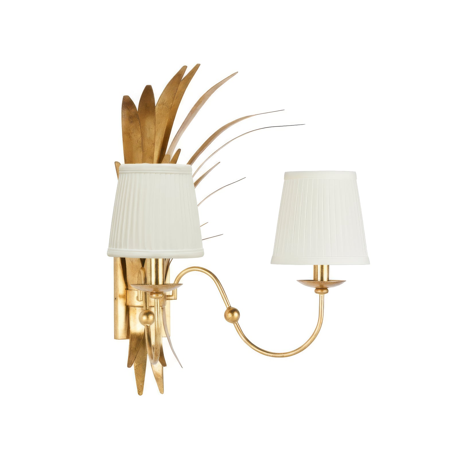 Wheat Sconce - Gold Electrified w/ Shades