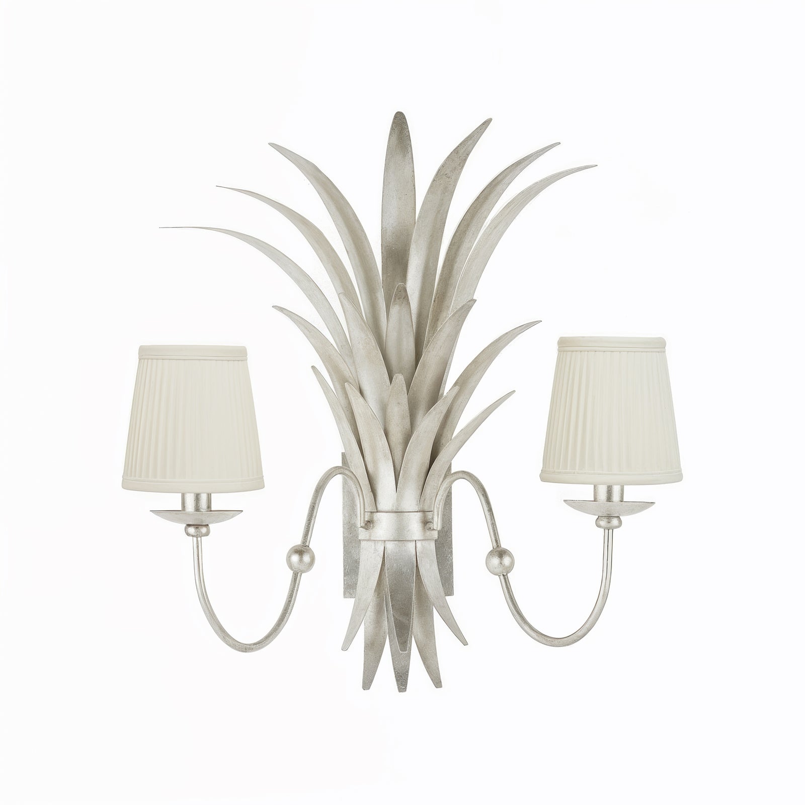 Wheat Sconce - Silver Electrified w/ Shades