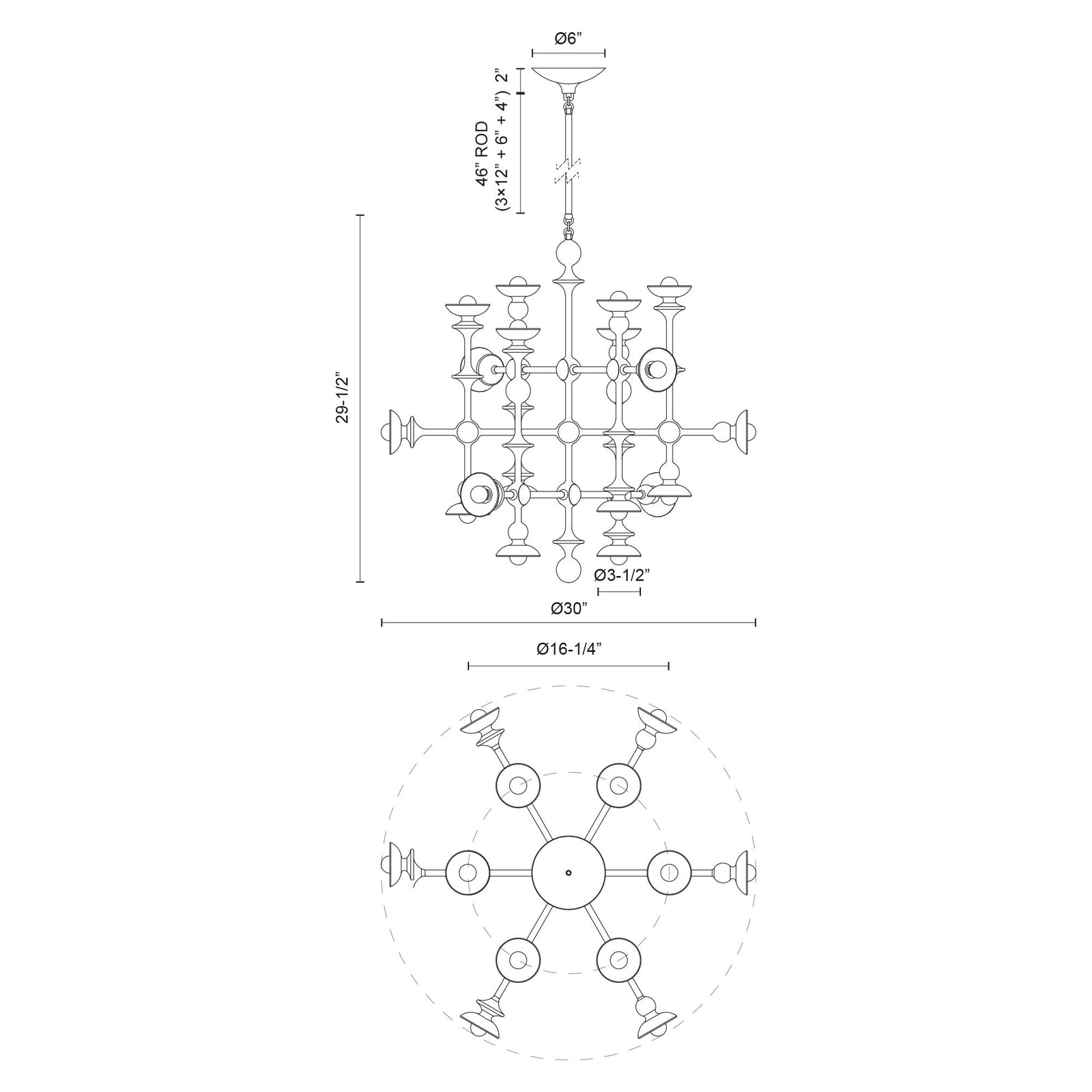 Cadence 29-in Antique White 18 Lights Chandeliers
