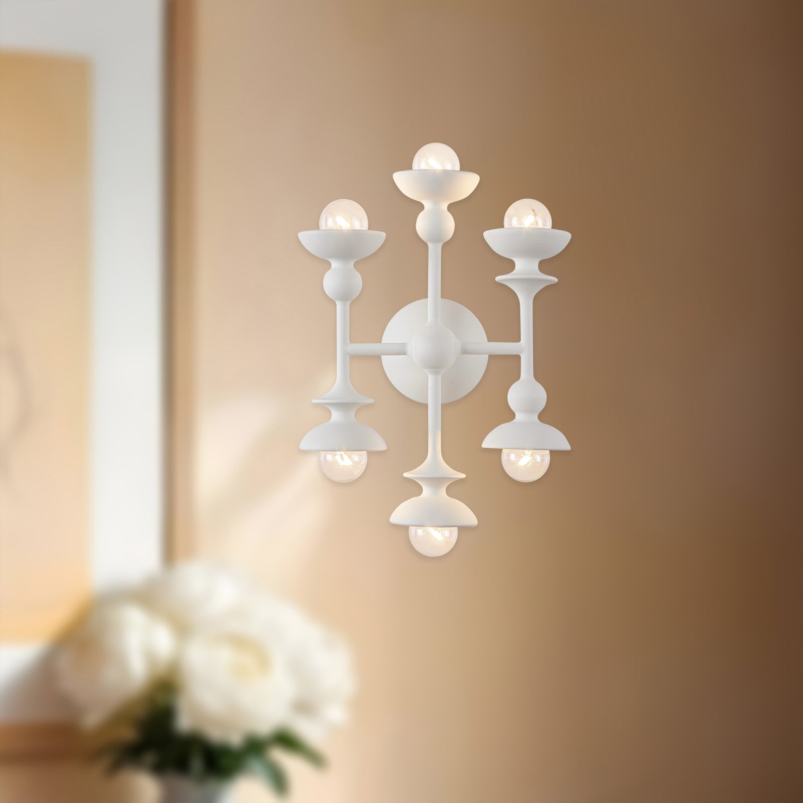 Cadence 11-in Antique White 6 Lights Wall/Vanity