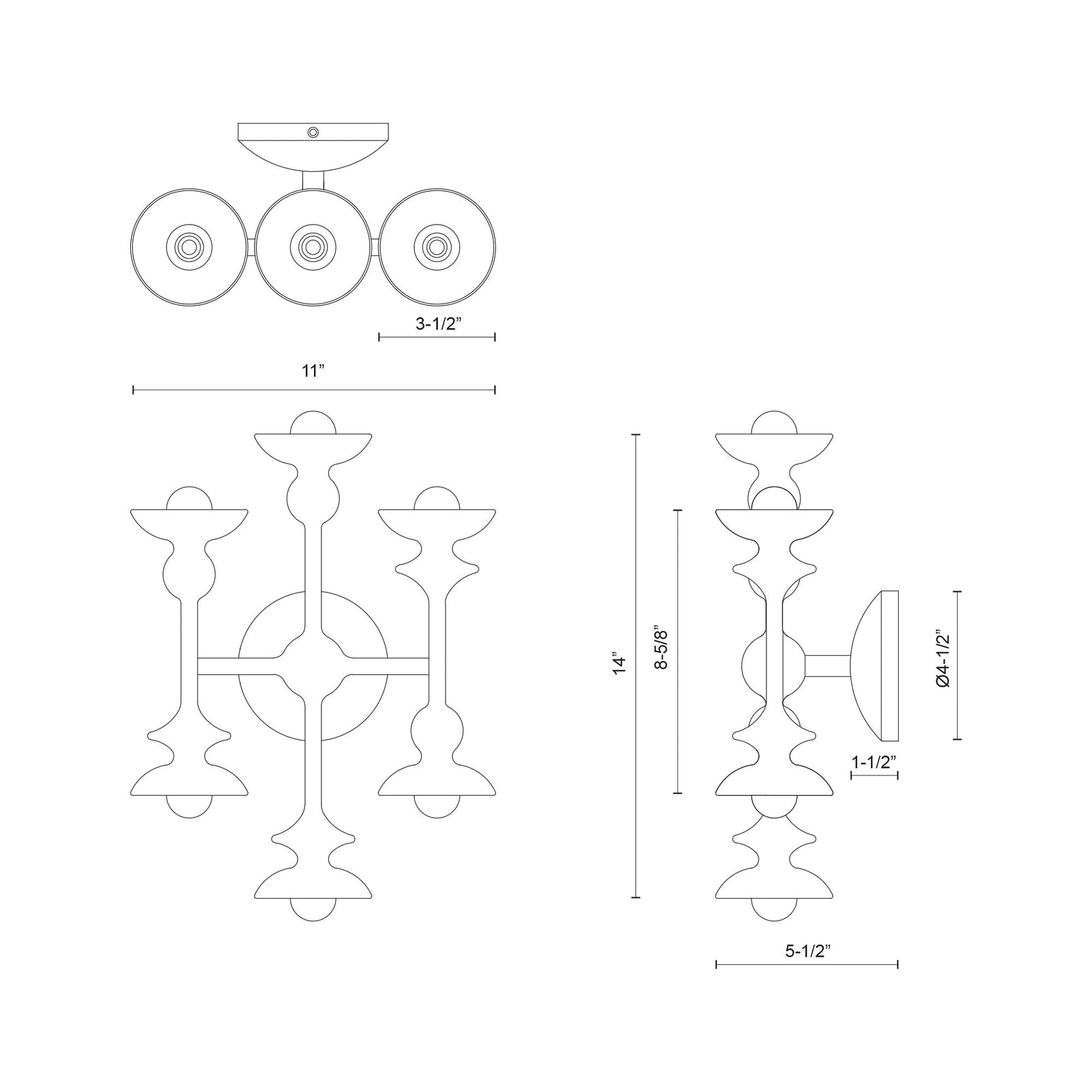 Cadence 11-in Antique White 6 Lights Wall/Vanity