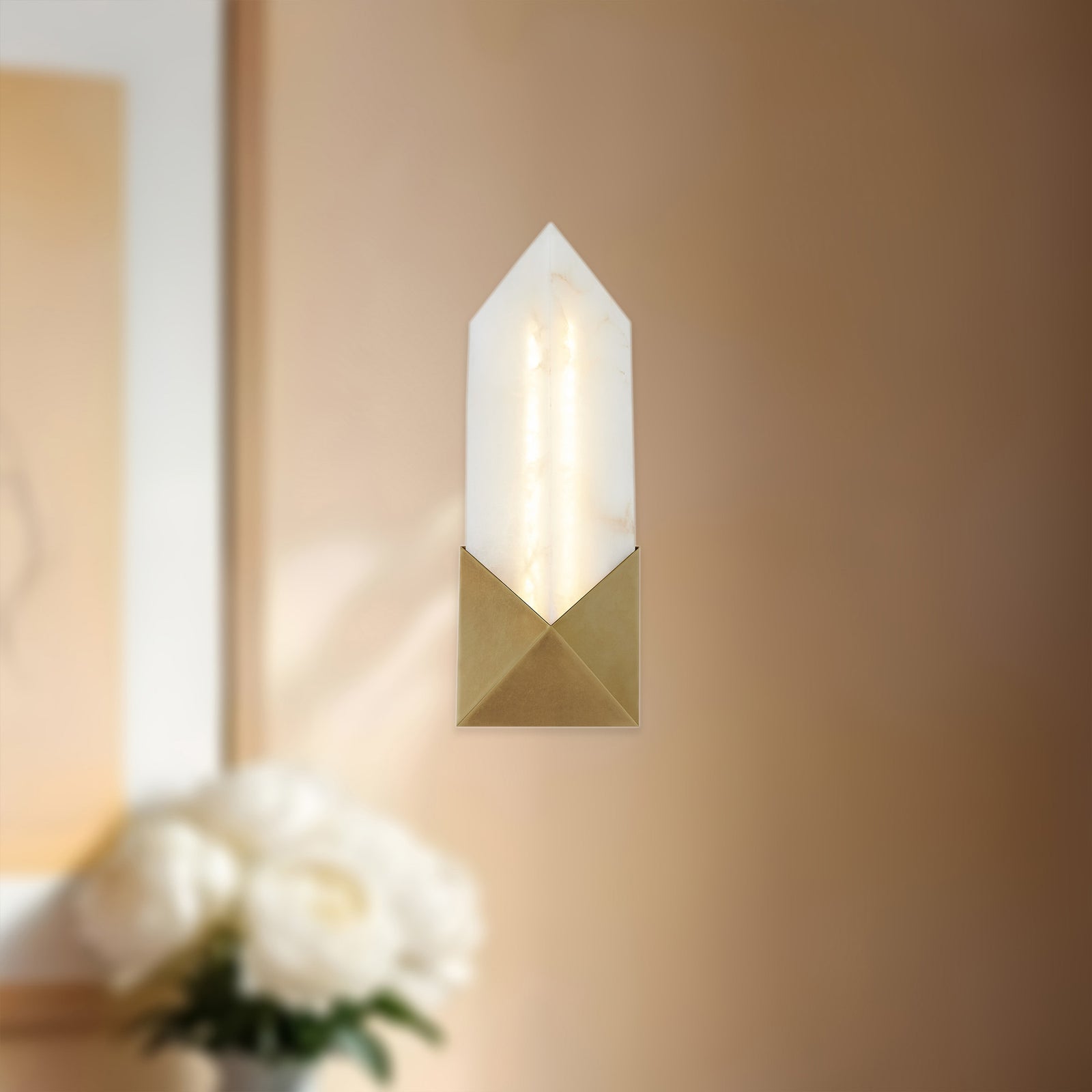 Caesar 12-in Vintage Brass/Alabaster LED Wall/Vanity