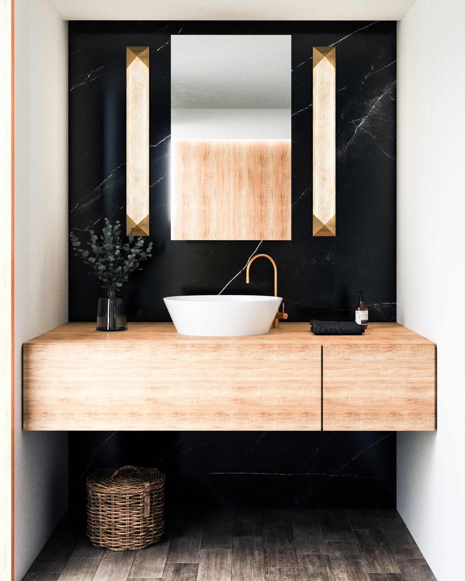 Caesar 25-in Vintage Brass/Alabaster LED Wall/Vanity