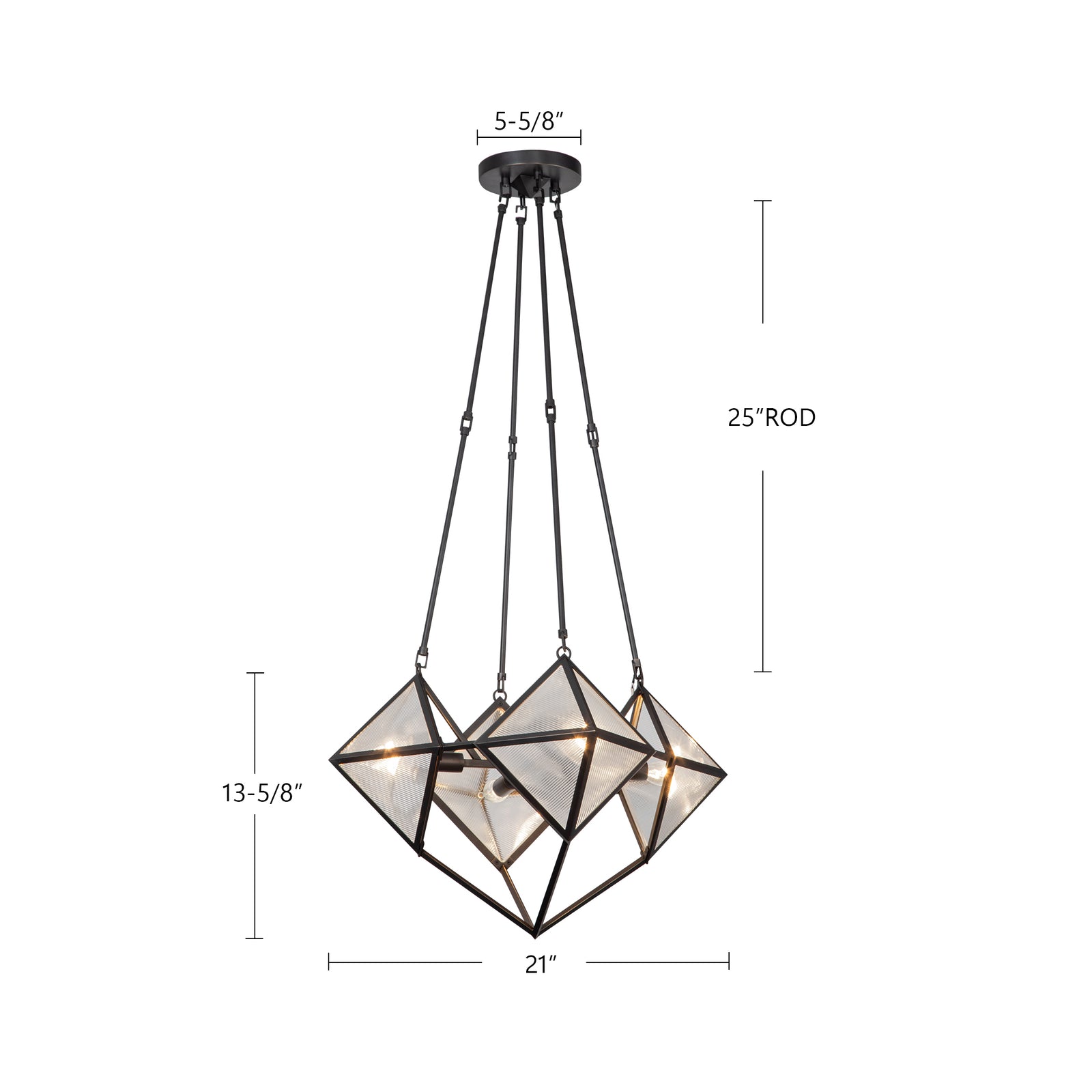 Cairo 21-in Ribbed Glass/Vintage Brass 4 Lights Chandeliers