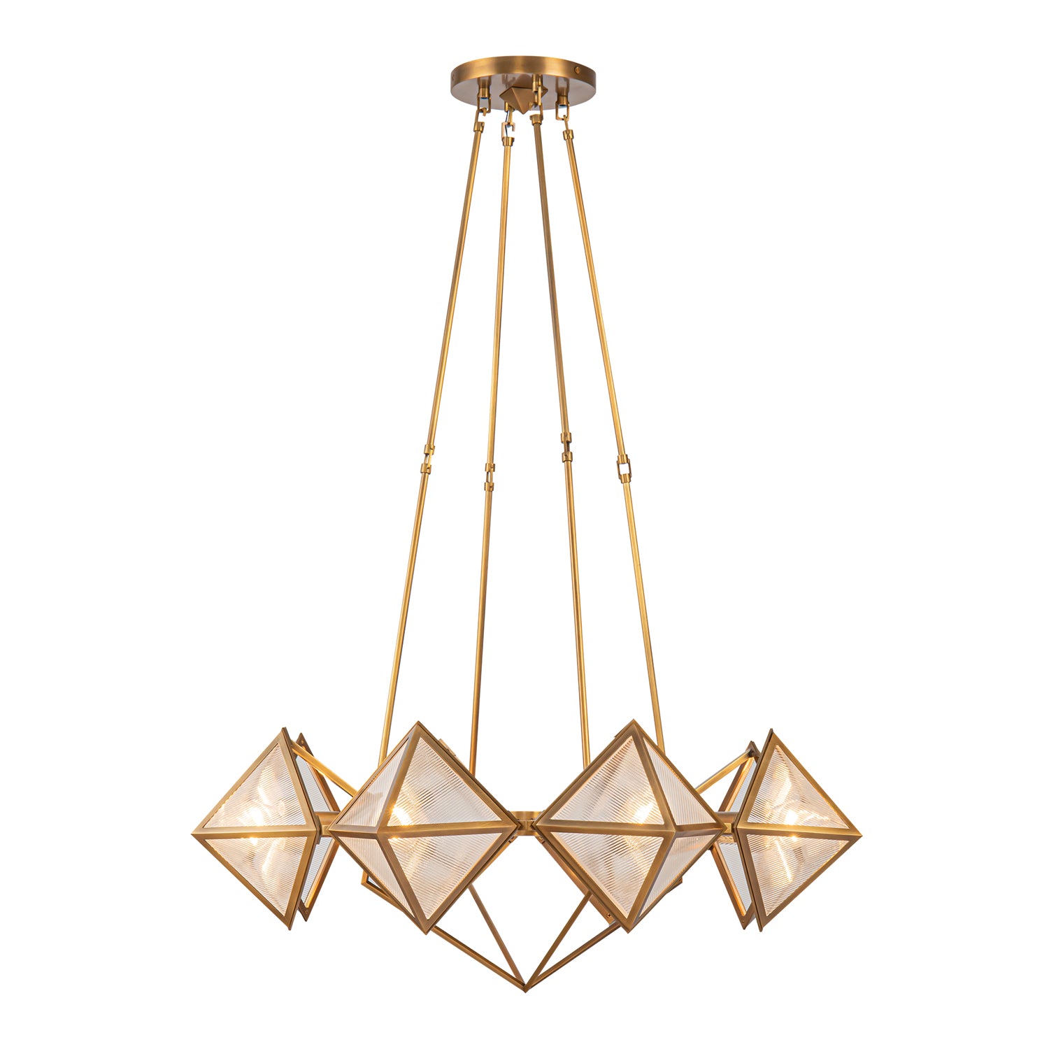 Cairo 30-in Ribbed Glass/Vintage Brass 8 Lights Chandeliers