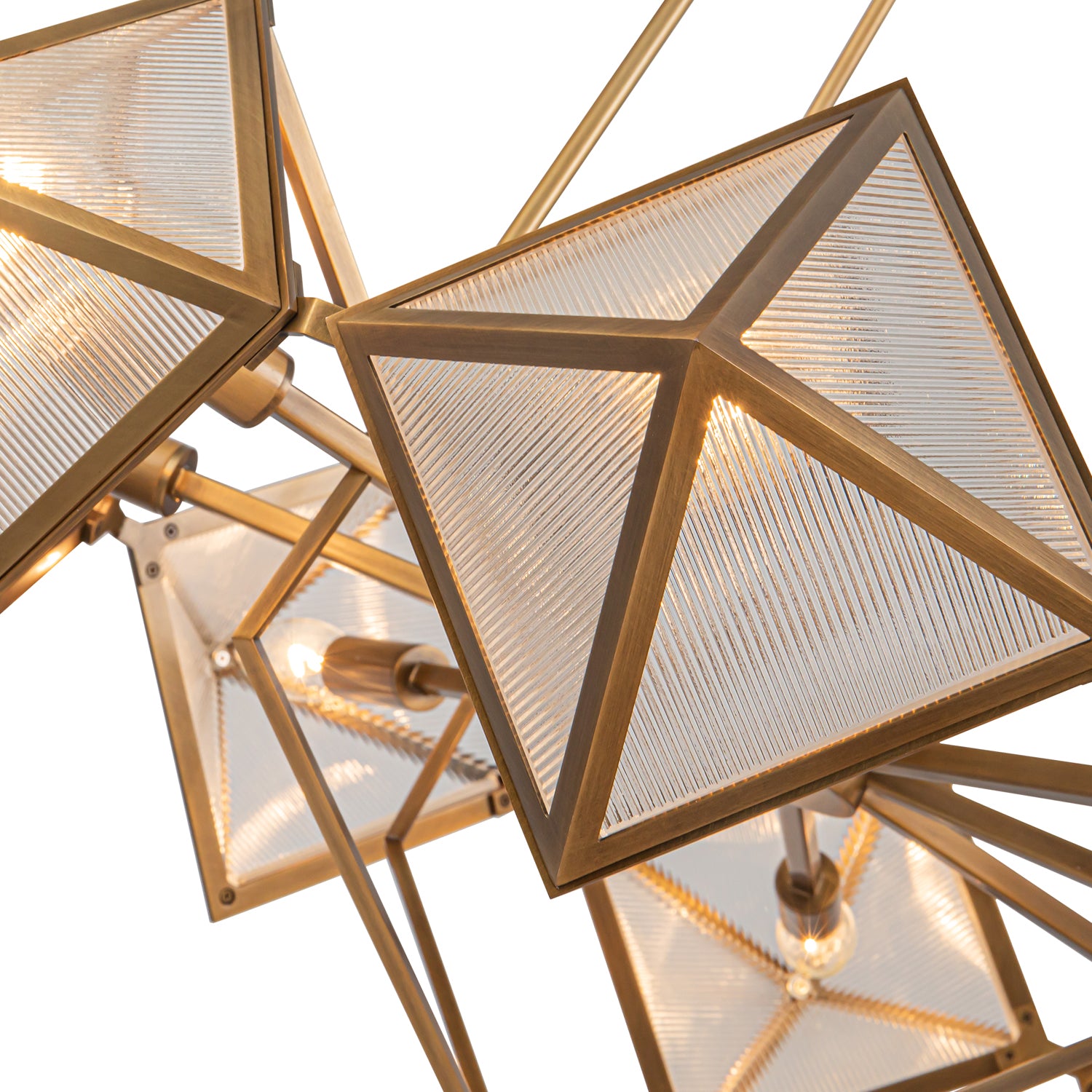 Cairo 30-in Ribbed Glass/Vintage Brass 8 Lights Chandeliers