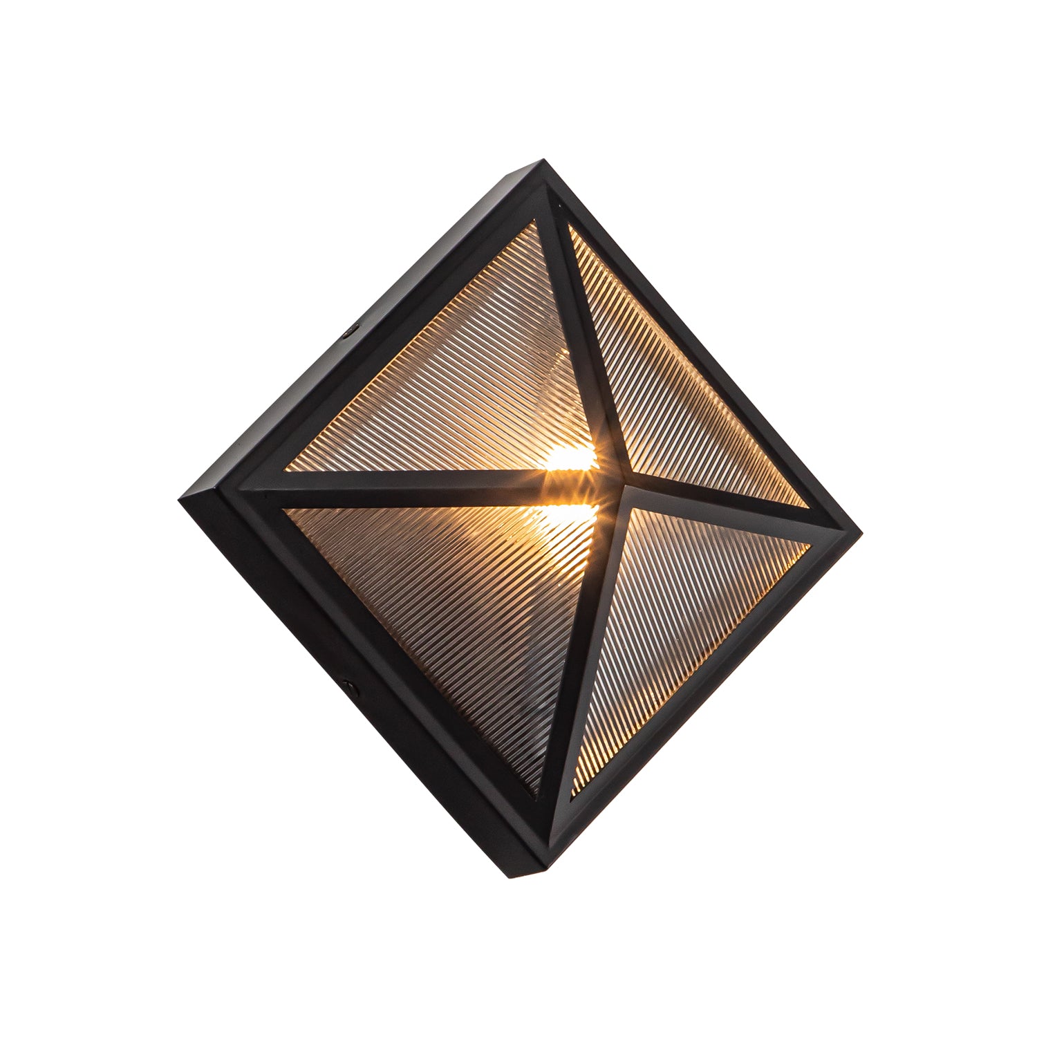 Cairo 11-in Black/Ribbed Glass 1 Light Exterior Wall Sconce