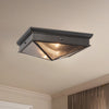 Cairo 15-in Ribbed Glass/Urban Bronze 2 Lights Flush Mount