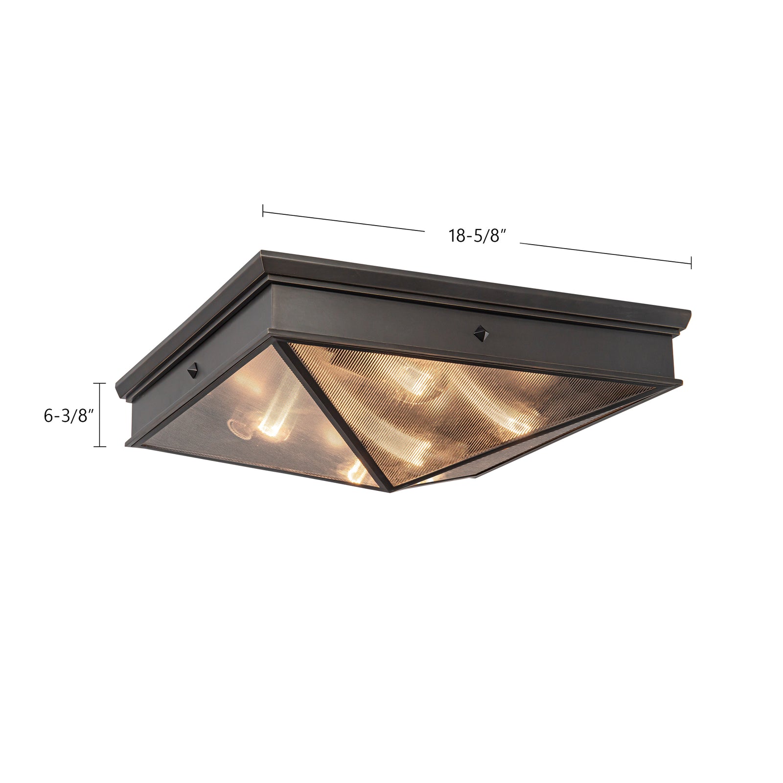 Cairo 19-in Ribbed Glass/Vintage Brass 4 Lights Flush Mount