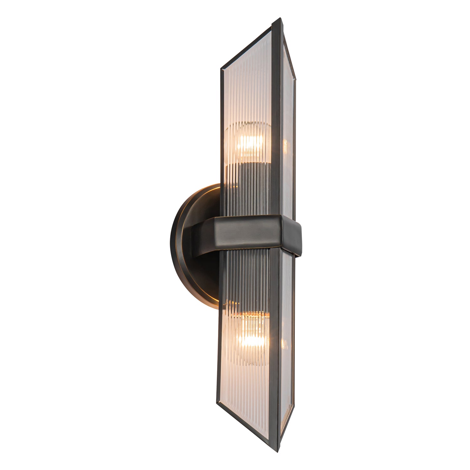 Cairo 15-in Ribbed Glass/Urban Bronze 2 Lights Wall/Vanity