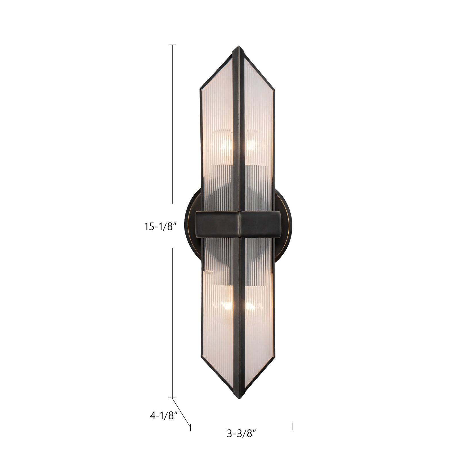 Cairo 15-in Ribbed Glass/Urban Bronze 2 Lights Wall/Vanity
