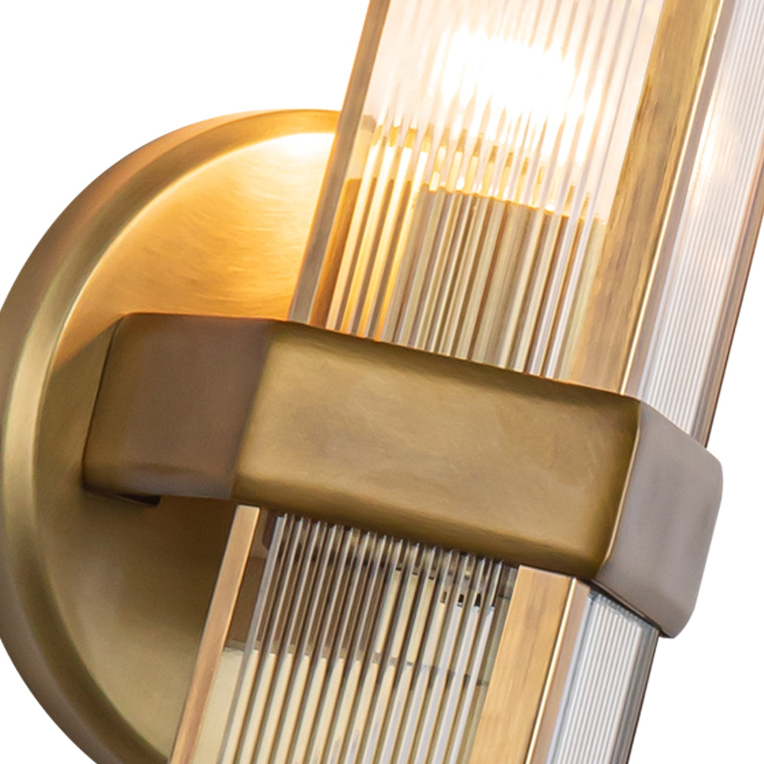 Cairo 4-in Ribbed Glass/Vintage Brass 1 Light Wall/Vanity