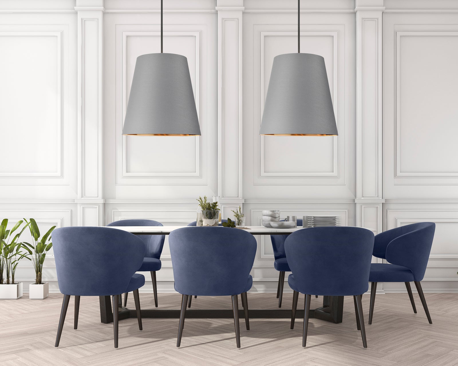 Calor 25-in Gray Linen With Gold Parchment/Urban Bronze 3 Lights Pendant