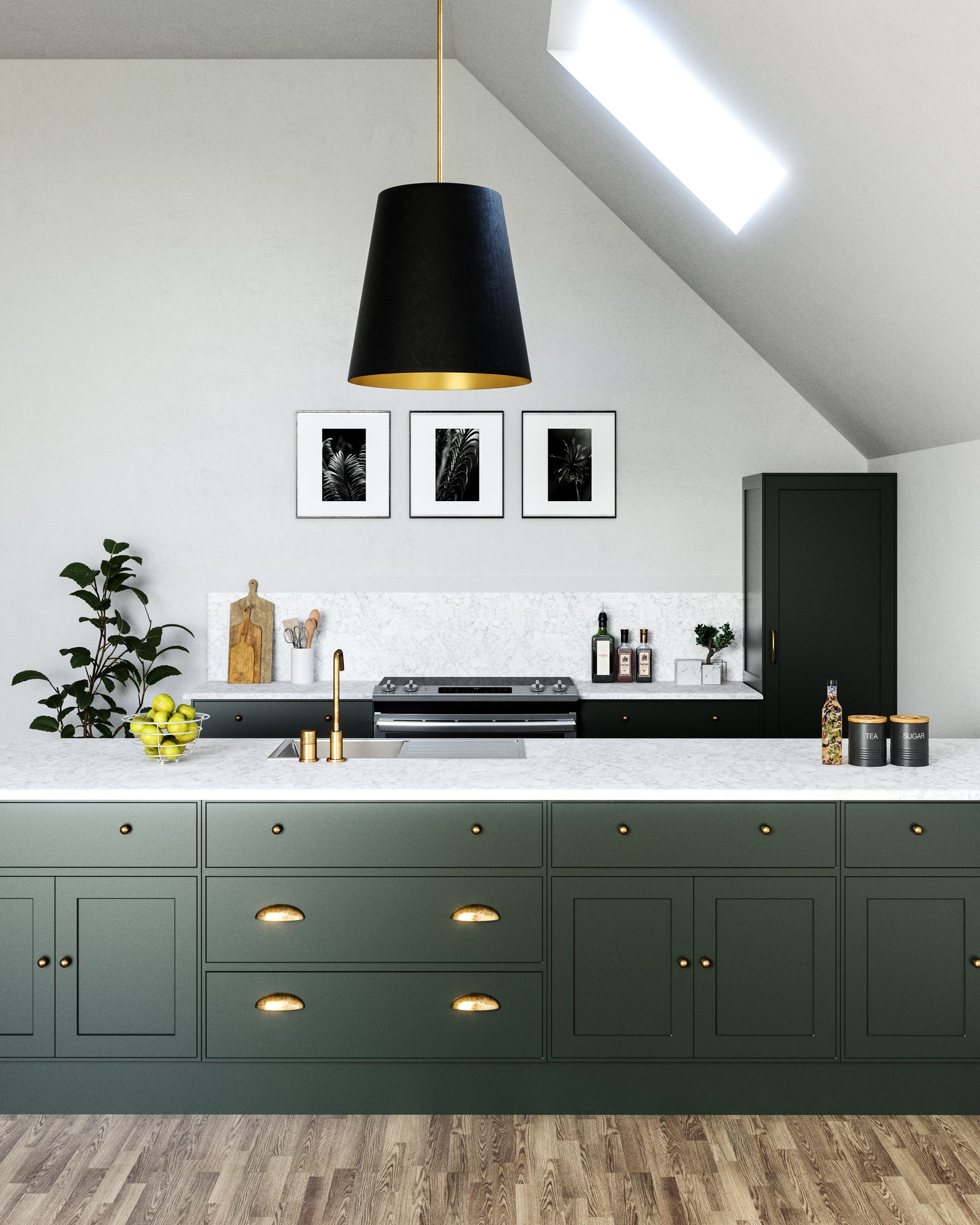 Calor 25-in Black Linen With Gold Parchment/Vintage Brass 3 Lights Pendant