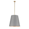 Calor 25-in Gray Linen With Gold Parchment/Vintage Brass 3 Lights Pendant