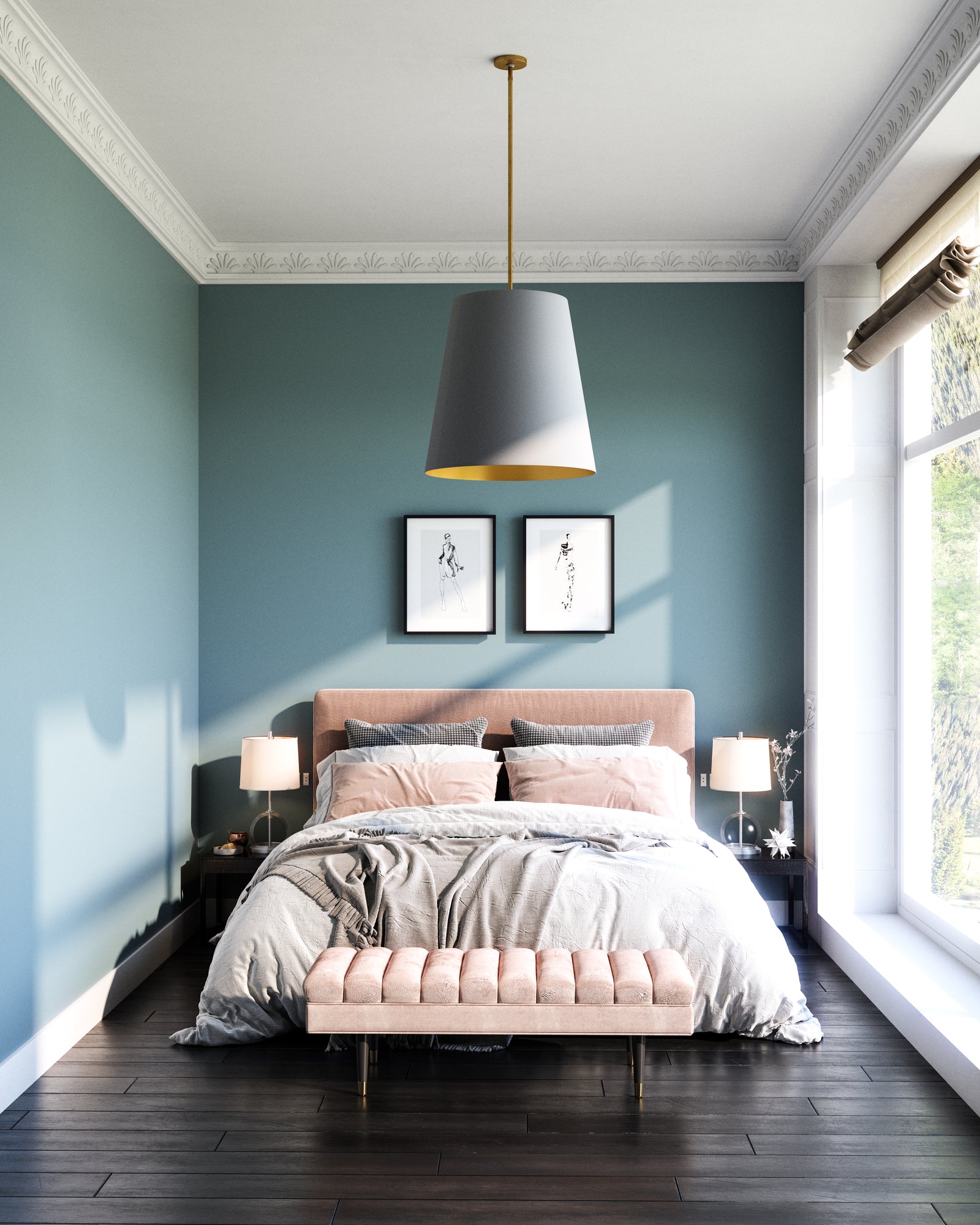 Calor 25-in Gray Linen With Gold Parchment/Vintage Brass 3 Lights Pendant