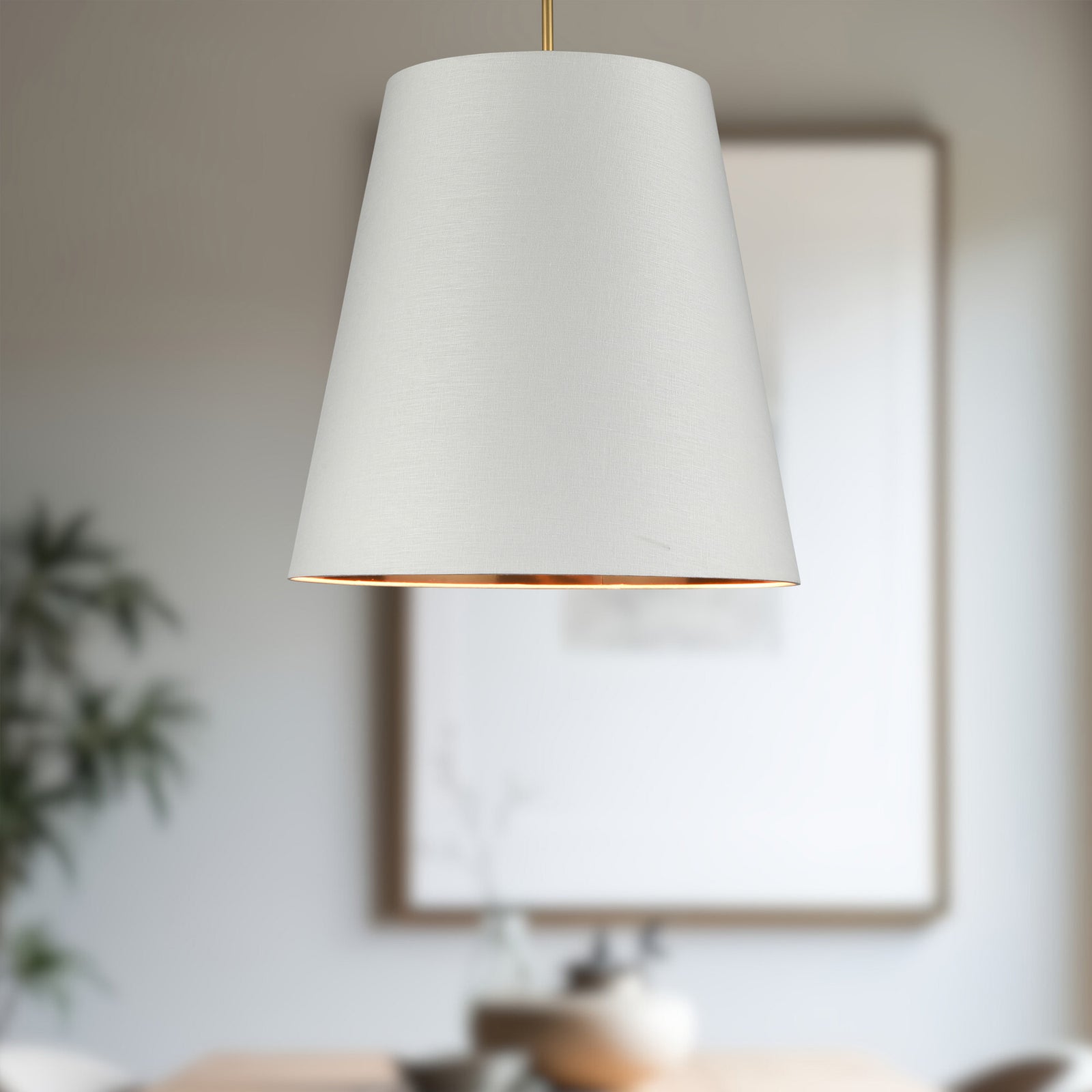 Calor 25-in Vintage Brass/White Linen With Gold Parchment 3 Lights Pendant