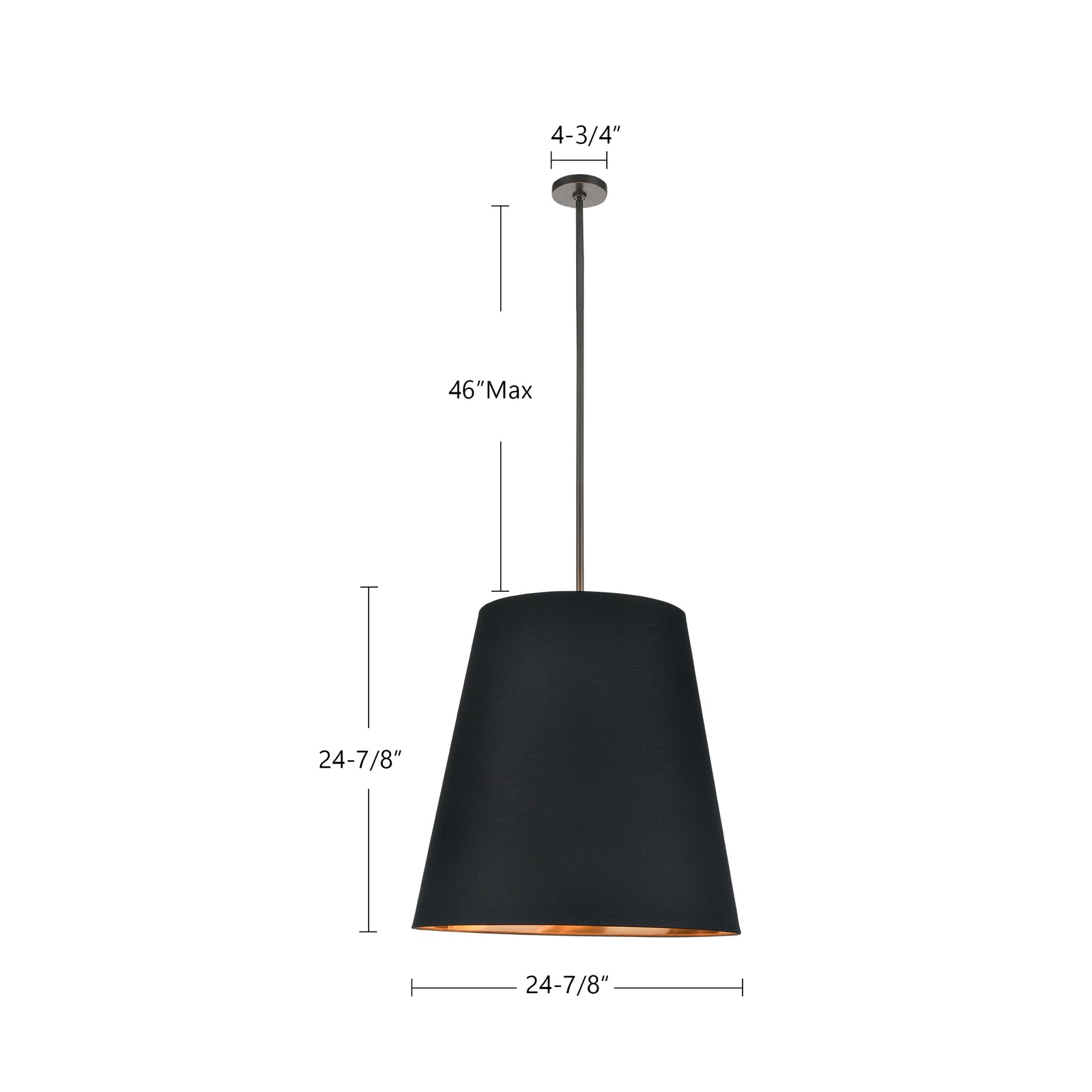 Calor 25-in Black Linen With Gold Parchment/Vintage Brass 3 Lights Pendant