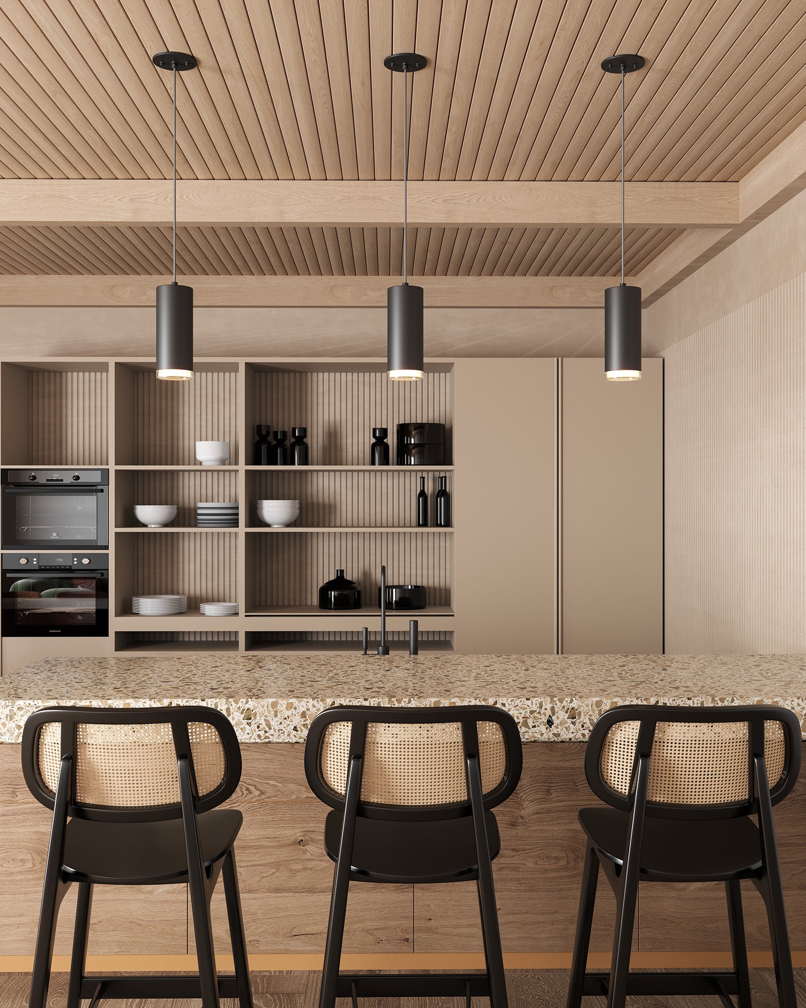Cameo 8-in Black LED Pendant