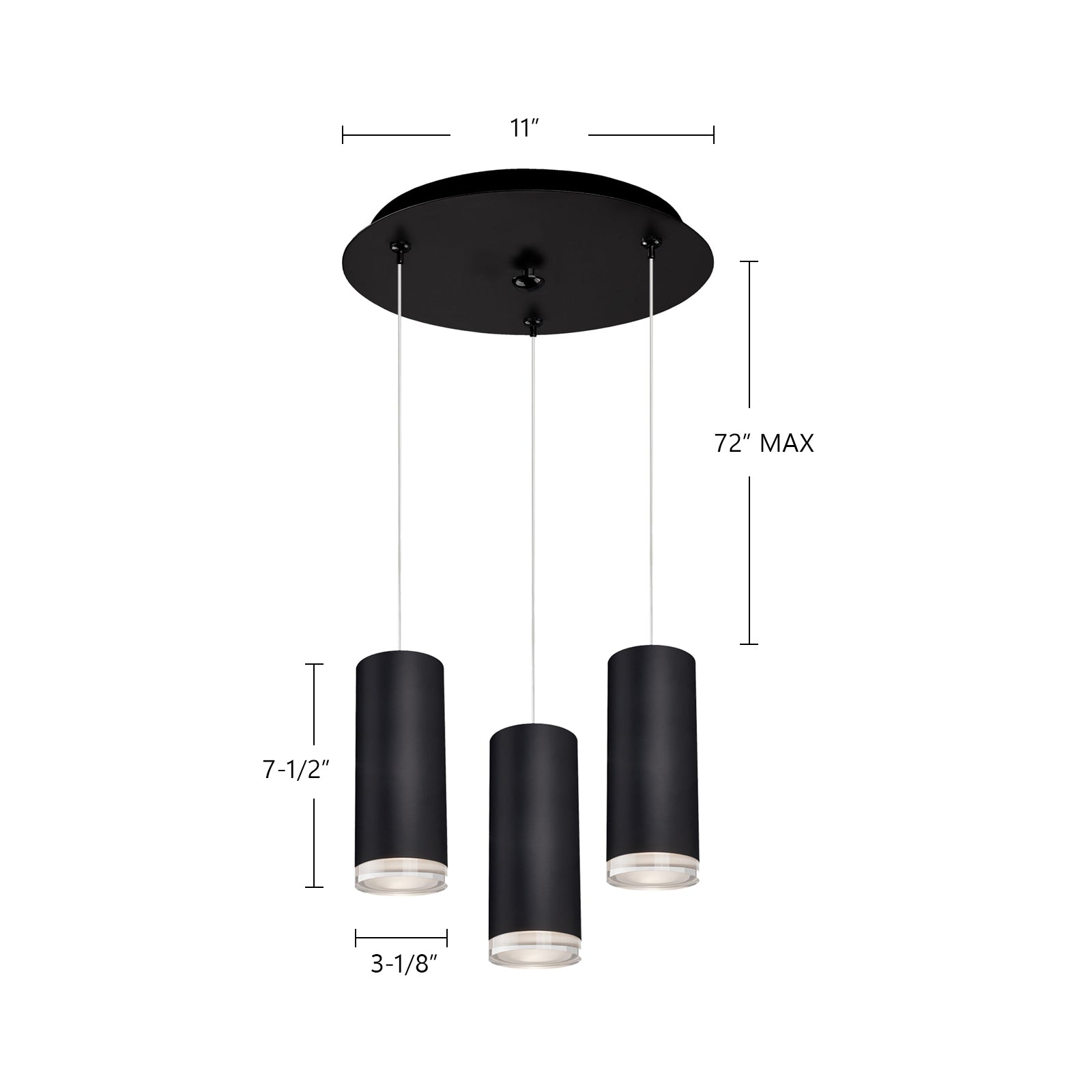 Cameo 11-in Brushed Nickel 3-Light Multi Pendant