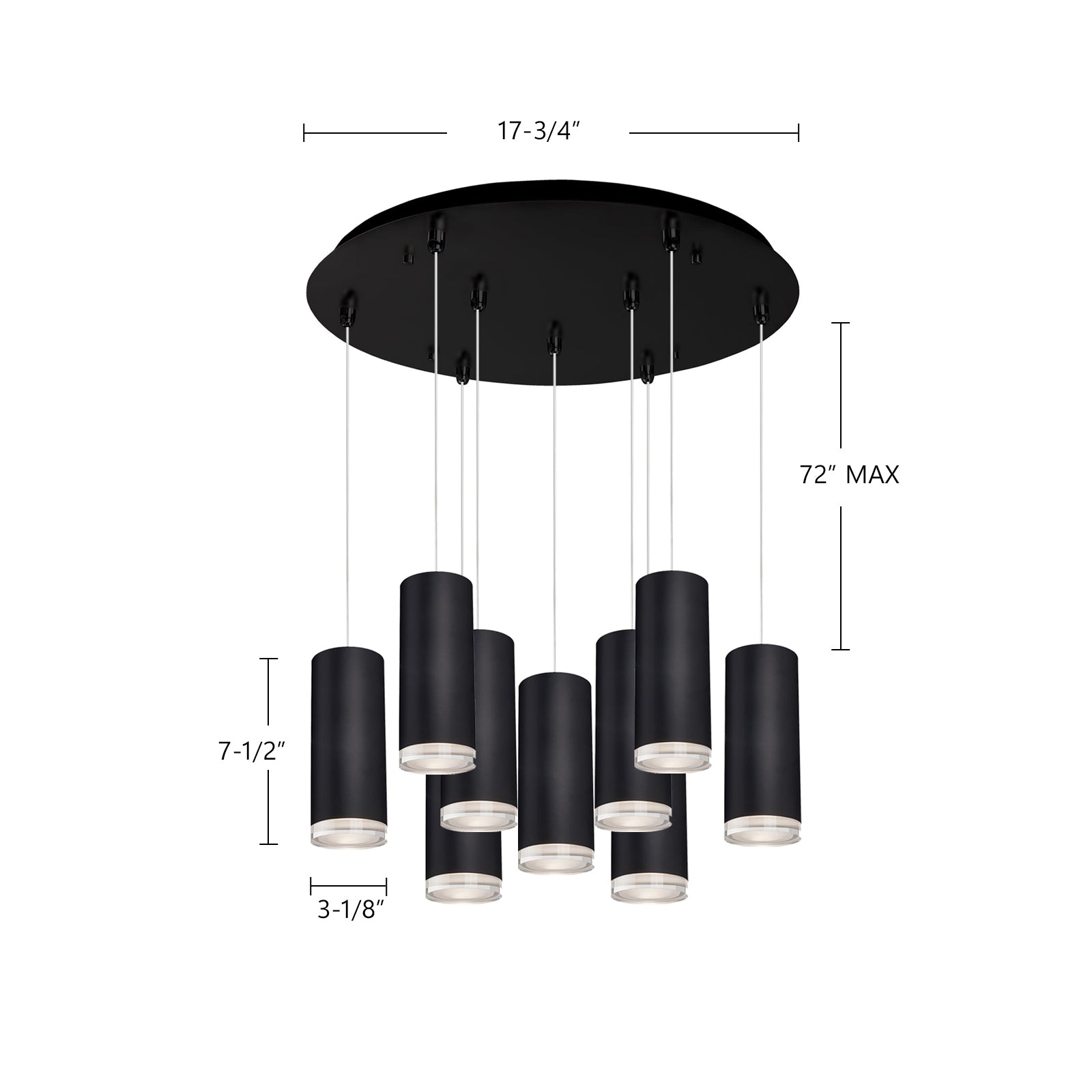 Cameo 18-in Brushed Nickel 9-Light Multi Pendant