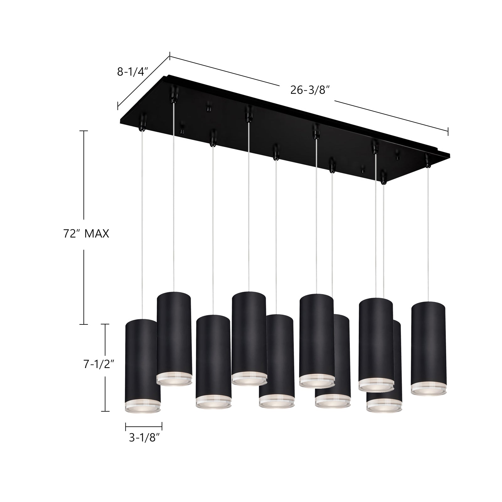 Cameo 27-in Brushed Nickel 10-Light Multi Pendant