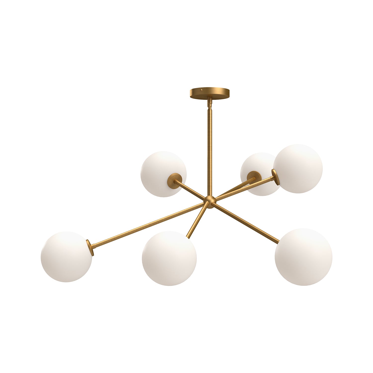 Cassia 40-in Aged Gold/Opal Matte Glass 6 Lights Chandeliers