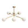 Cassia 40-in Aged Gold/Opal Matte Glass 6 Lights Chandeliers