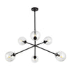 Cassia 40-in Matte Black/Clear Glass 6 Lights Chandelier