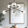 Cassia 40-in Matte Black/Clear Glass 6 Lights Chandelier