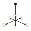 Cassia 40-in Matte Black/Clear Glass 6 Lights Chandelier