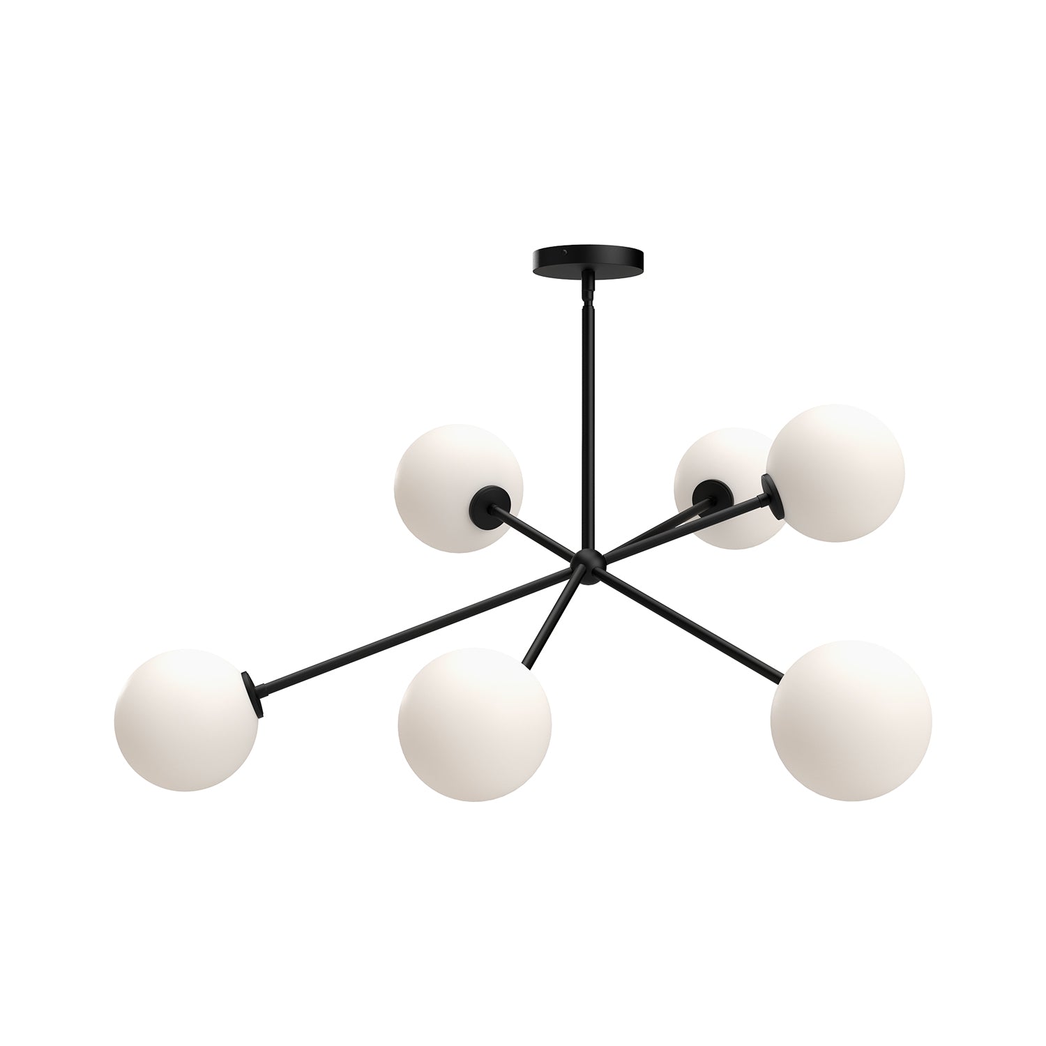 Cassia 40-in Matte Black/Opal Matte Glass 6 Lights Chandeliers