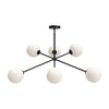 Cassia 40-in Matte Black/Opal Matte Glass 6 Lights Chandeliers