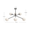 Cassia 40-in Matte Black/Clear Glass 6 Lights Chandelier