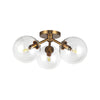 Cassia 15-in Aged Brass/Clear Glass 3 Lights Semi-Flush
