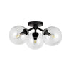 Cassia 15-in Matte Black/Clear Glass 3 Lights Semi-Flush
