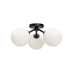 Cassia 17-in Matte Black/Opal Matte Glass 3 Lights Semi Flush Mount