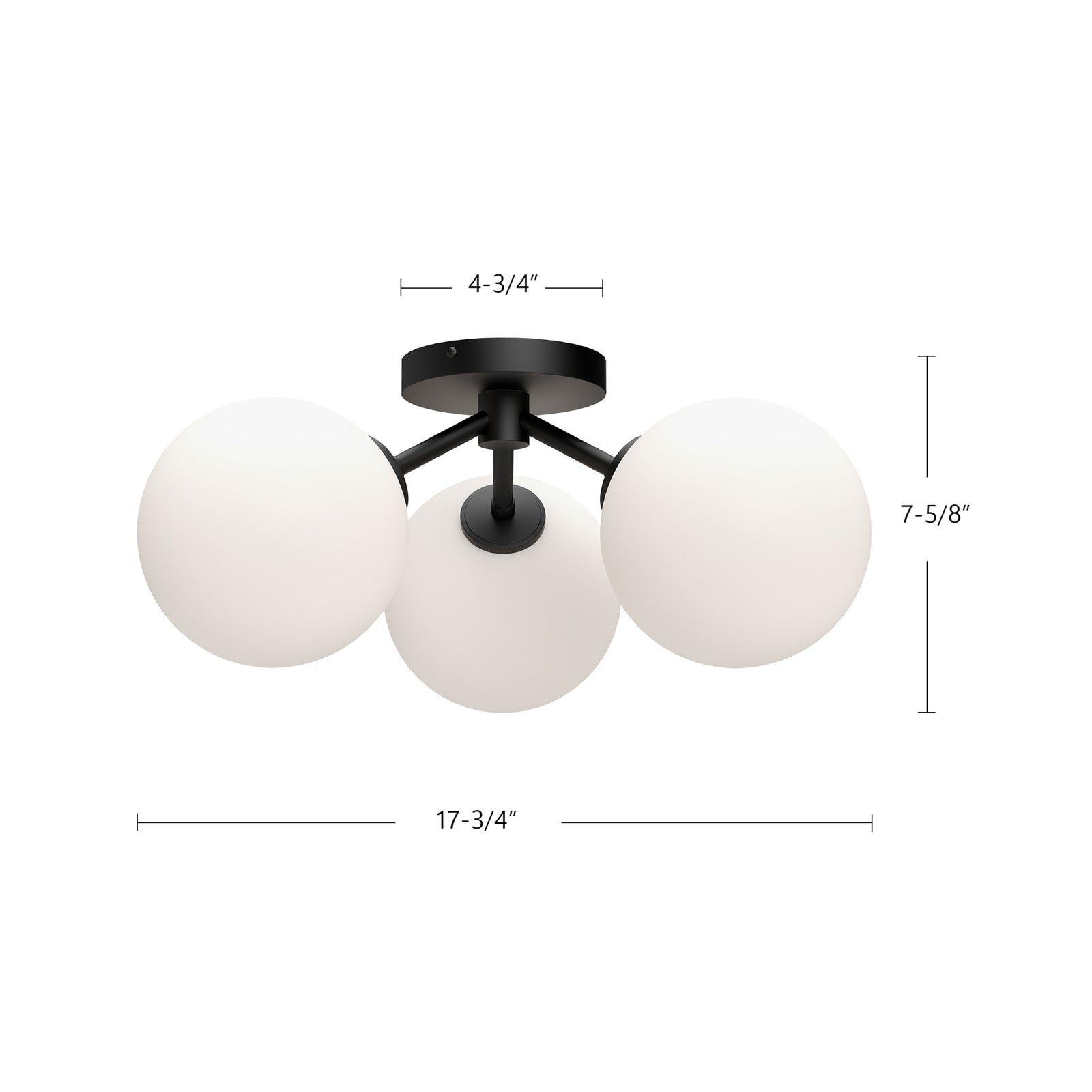 Cassia 17-in Aged Gold/Opal Matte Glass 3 Lights Semi Flush Mount
