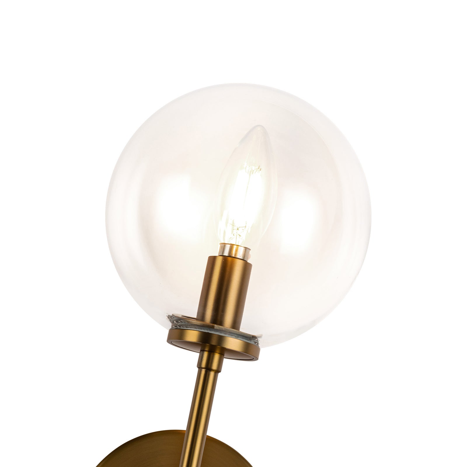 Cassia 1 Head Aged Brass/Clear Glass 1 Light Wall Vanity