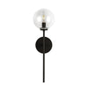 Cassia 1 Head Matte Black/Clear Glass 1 Light Wall Vanity