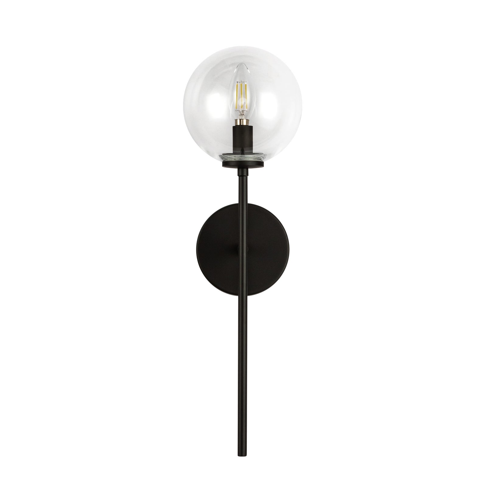 Cassia 1 Head Matte Black/Clear Glass 1 Light Wall Vanity
