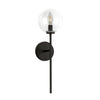 Cassia 1 Head Matte Black/Clear Glass 1 Light Wall Vanity