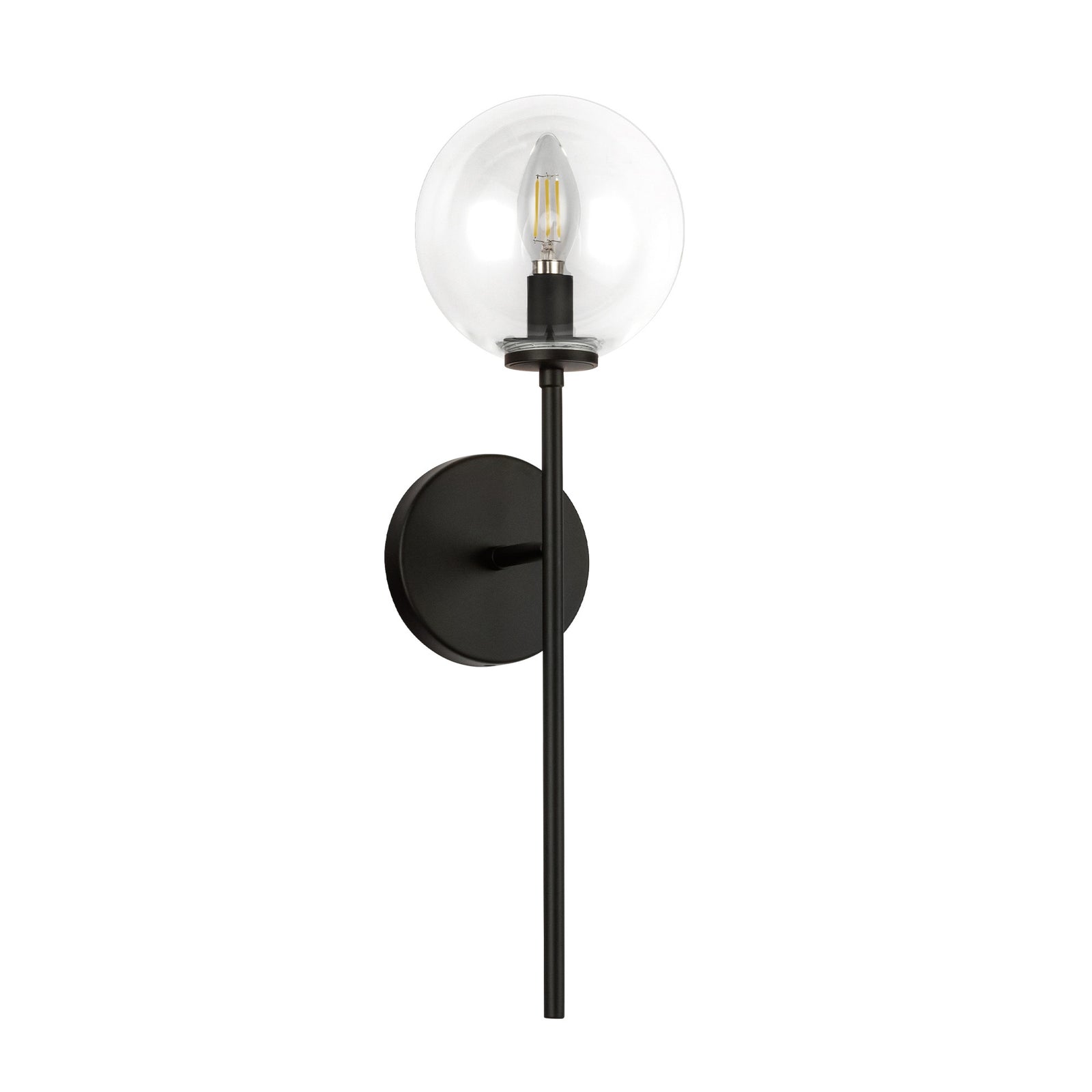 Cassia 1 Head Matte Black/Clear Glass 1 Light Wall Vanity