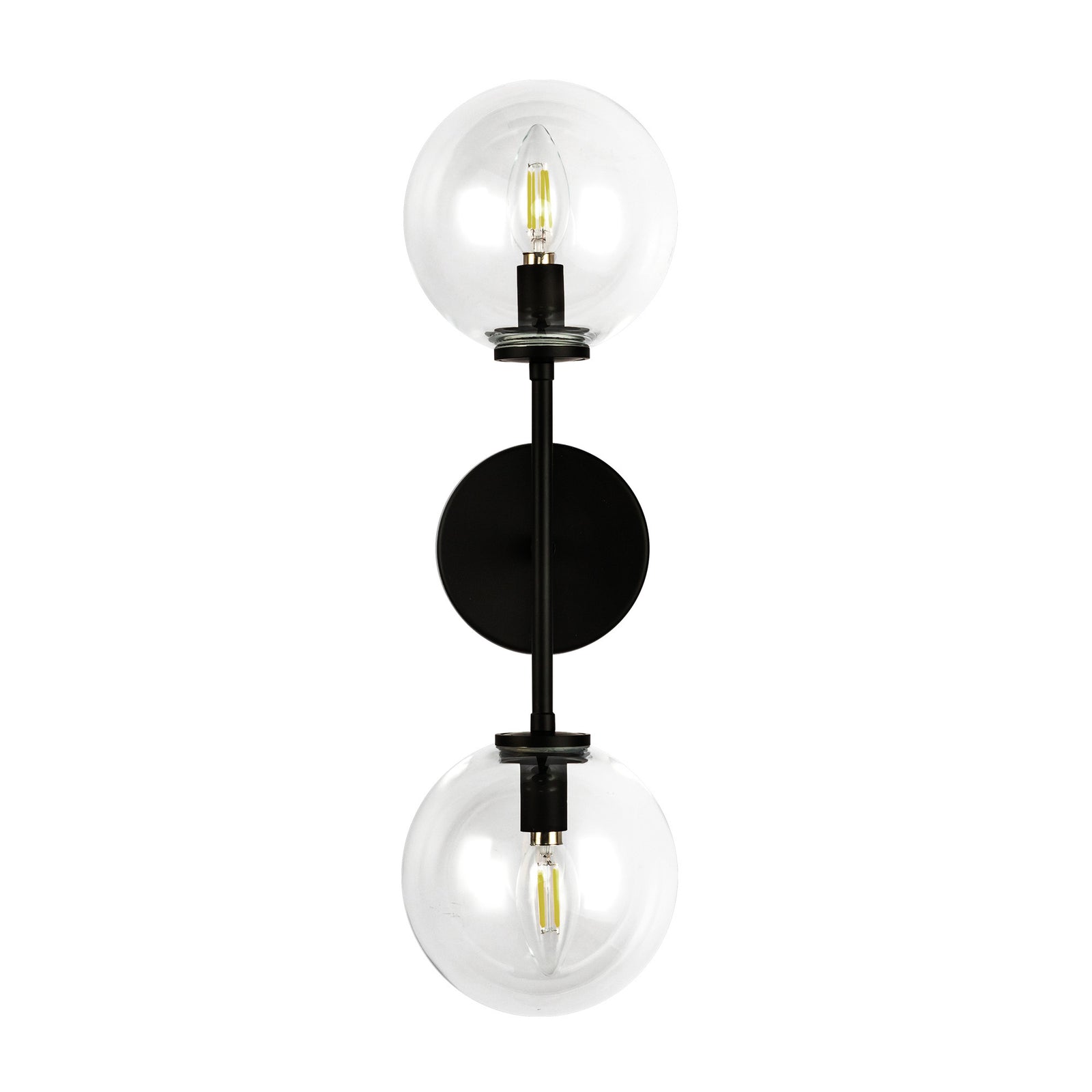 Cassia 20-in Matte Black/Clear Glass 2 Lights Wall Vanity