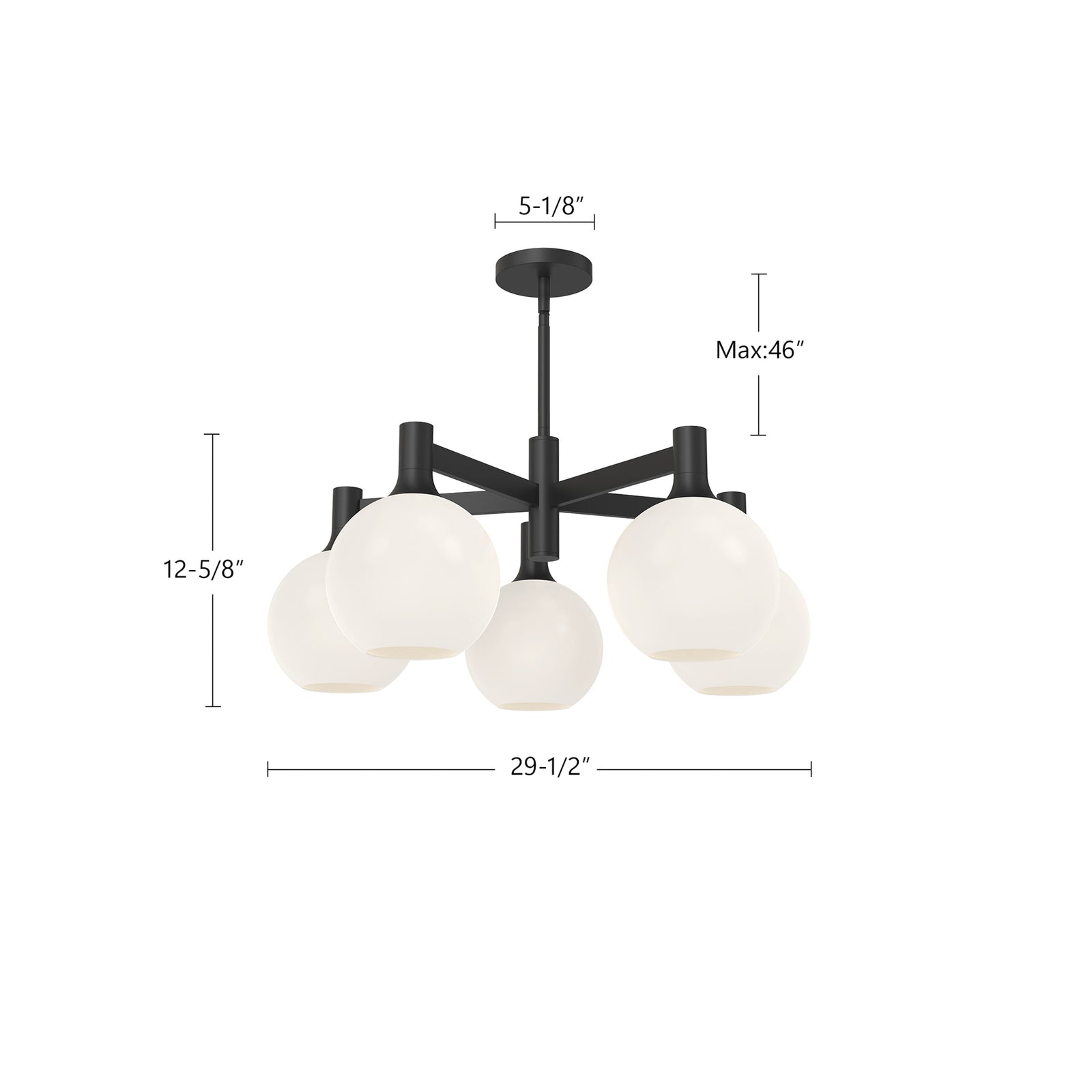 Castilla 29-in Clear Glass/Matte Black 5 Lights Chandeliers